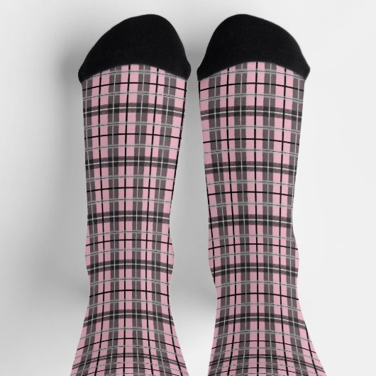 Chaussette Gris rose Noir Primitif des années 80 Plaid (Haut)