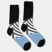 Chaussette Gris Zigzag, Gris Chevron, Motif Zigzag, Bleu (Droite)