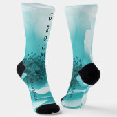 Chaussette GROOM personnalisé Abstrait Floraux Bleus et Blanc (Angulaire)