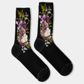 Chaussette grooms bouquet floral violet sur noir (Droite)