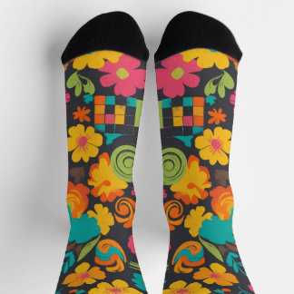 Chaussette Groove Waves les années 70 Motif de ligne psychédé