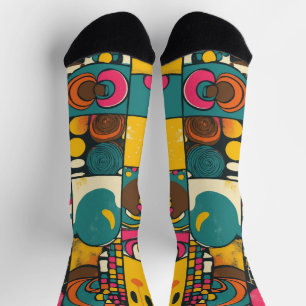 Chaussette Groove Waves les années 70 Motif de ligne psychédé