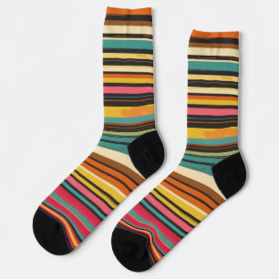 Chaussette Groove Waves les années 70 Motif de ligne psychédé