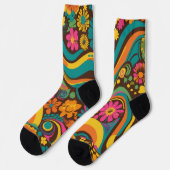 Chaussette Groovy 70s Vibes Retro Pattern (Gauche)