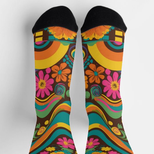 Chaussette Groovy 70s Vibes Retro Pattern (Haut)
