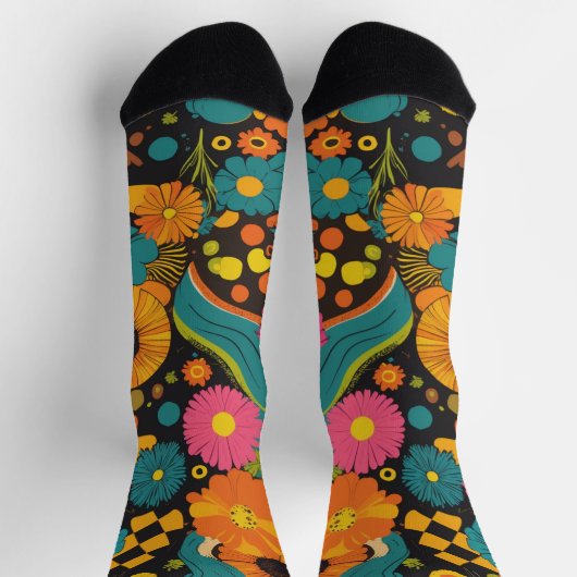 Chaussette Groovy 70s Vibes Retro Pattern (Haut)