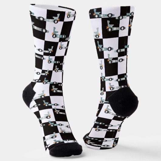 Chaussette Groovy Car Racing Retro Race Pattern (Angulaire)
