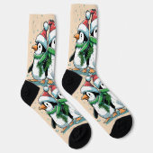 Chaussette Gros pingouin de Noël rose (Droite)