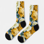 Chaussette Grosse Fleur de rose jaune rétro (Gauche)