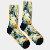 Chaussette Grosse Fleur de rose jaune rétro (Droite)