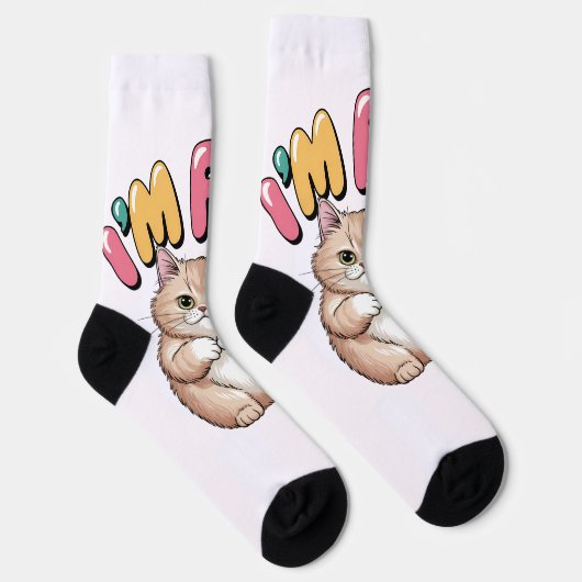 Chaussette Grumpy Cat "I'm Fine" Funny Cartoon Shirt (Droite)