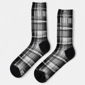 Chaussette Grund Black Blanc Flannel Plaid Tartan Design (Gauche)