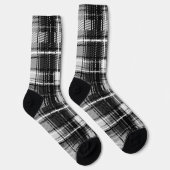 Chaussette Grund Black Blanc Flannel Plaid Tartan Design (Droite)