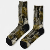 Chaussette Grunge abstrait, marron monochrome (Gauche)
