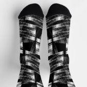 Chaussette Grunge noir et blanc abstraction. (Haut)