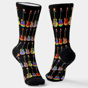 Chaussette Guitares Noël Adolescent Coloré
