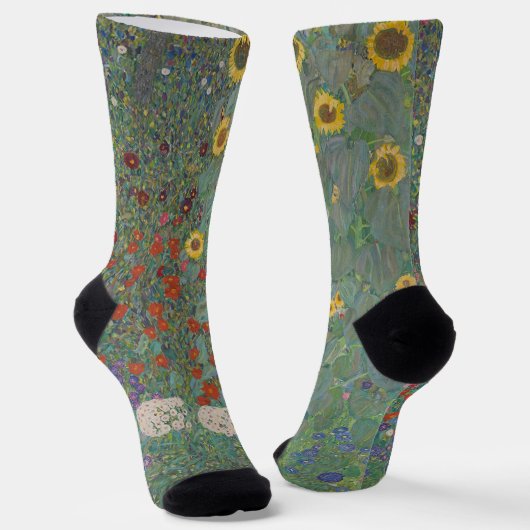 Chaussette Gustav Klimt - Jardin de ferme avec des fleurs de  (Angulaire)