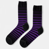 Chaussette Halloween Black purple horizontal stripes ombre (Gauche)