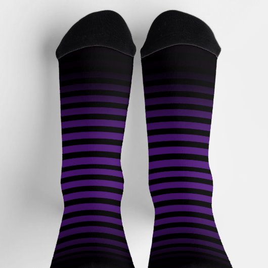 Chaussette Halloween Black purple horizontal stripes ombre (Haut)