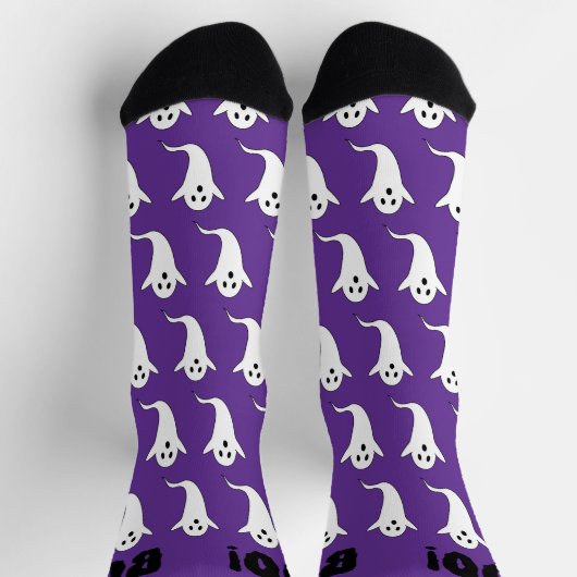 Chaussette Halloween Boo ! Chaussettes blanches blanches viol (Haut)