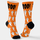 Chaussette Halloween Boo ! Ghost Orange Black White Chaussett (Angulaire)