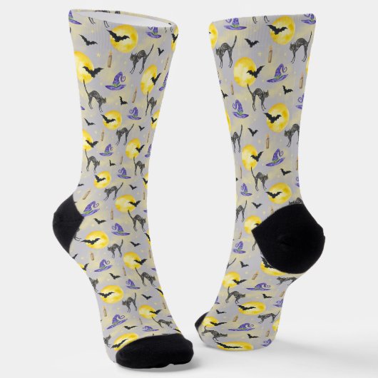 Chaussette Halloween Casquette Chat et Sorcière (Angulaire)