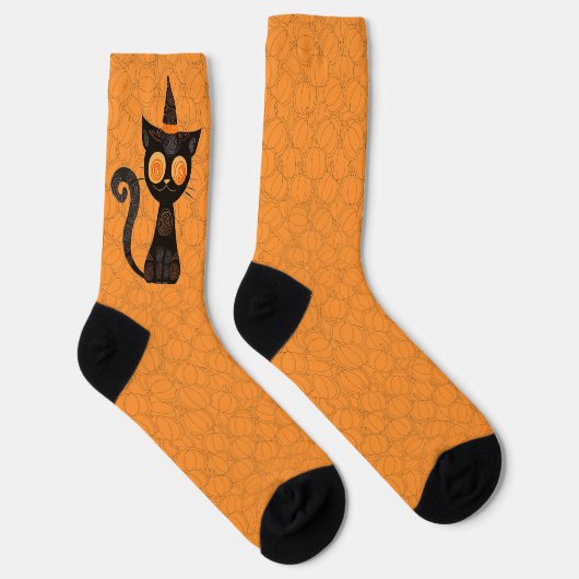 Chaussette Halloween/chat/citrouille/automne (Droite)
