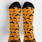 Chaussette Halloween chauves-souris orange et noir texte pers (Haut)