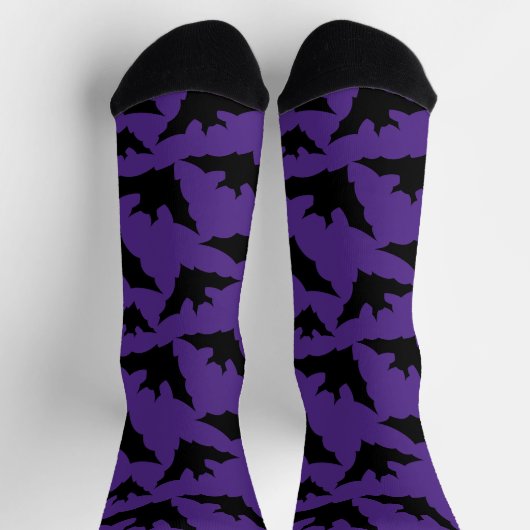 Chaussette Halloween chauves-souris violet cool éffrayant mot (Haut)