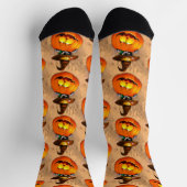 Chaussette Halloween Cute Kitty Witch et ami Citrouille (Haut)