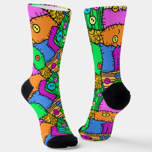 Chaussette Halloween des boutons et de la patchwork (Angulaire)
