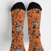 Chaussette Halloween Éffrayant et amusant orange et noir (Haut)