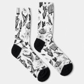 Chaussette Halloween Éffrayant noir et blanc (Droite)
