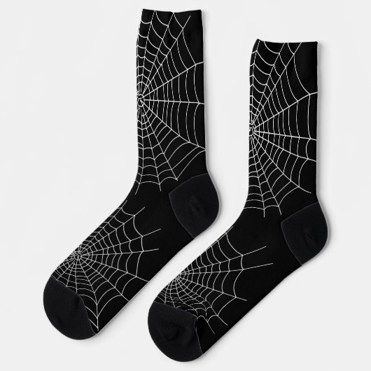 Chaussette Halloween Éffrayant Spider Web noir et blanc (Gauche)