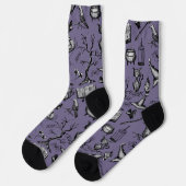Chaussette Halloween Éffrayant violet et noir (Gauche)