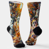 Chaussette Halloween Fantôme d'horreur Orange Noir Nouveauté (Angulaire)