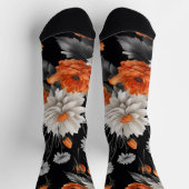 Chaussette Halloween Floral Orange Noir Novelté (Haut)
