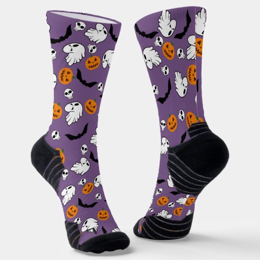 Chaussette Halloween Ghost Bats Citrouille crâne (Angulaire)