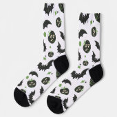 Chaussette Halloween moderne 3 Citrouilles et chauves-souris  (Gauche)
