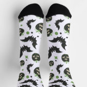 Chaussette Halloween moderne 3 Citrouilles et chauves-souris  (Haut)