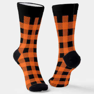 Chaussette Halloween Orange et Noir Rayé