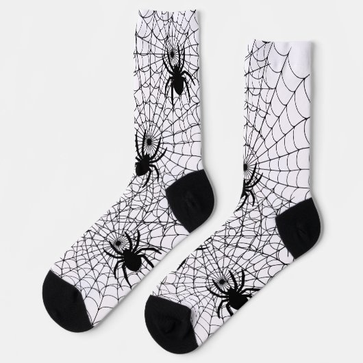 Chaussette Halloween Spiders and Spiderwebs Creepy Pattern (Gauche)
