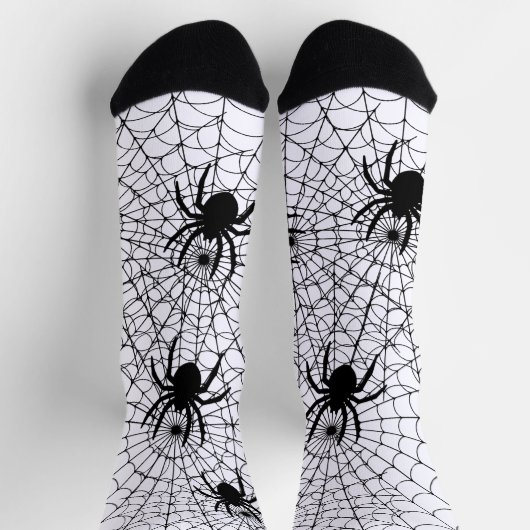 Chaussette Halloween Spiders and Spiderwebs Creepy Pattern (Haut)