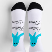 Chaussette Halloween temps bleu fantôme gribouiller main dess (Haut)