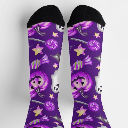 Chaussette Halloween violet thème (Haut)