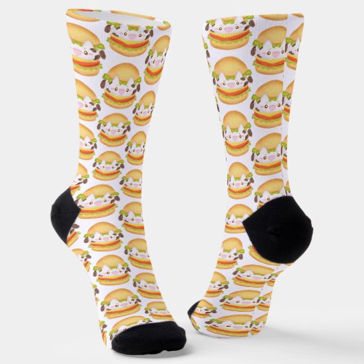 Chaussette Hamburger de vache adorable (Angulaire)