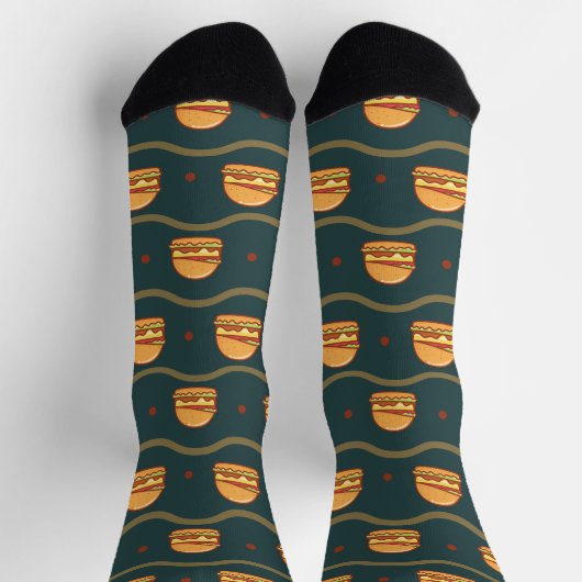 Chaussette Hamburger Lover Cheeseburger Cute Motif Carrelé (Haut)