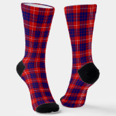 Chaussette Hamilton tartan rouge bleu violet plaid (Angulaire)