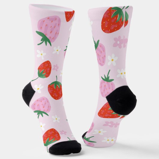 Chaussette Hand-Drawn Aesthetic Strawberry Seamless Pattern (Angulaire)