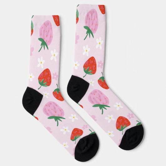 Chaussette Hand-Drawn Aesthetic Strawberry Seamless Pattern (Droite)